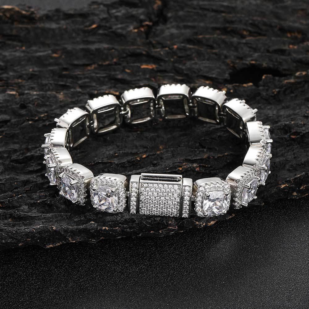 12mm Iced Out Square Chain Zircon Bracelet Unisex | Caratix Jewelry - CaratixJewelry
